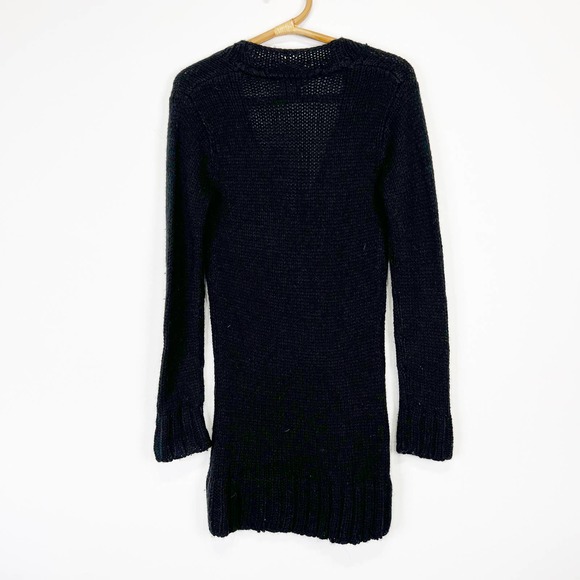 Vintage y2k black long deep v neck wool sweater or dress BCBGmaxazria Medium - Picture 7 of 7